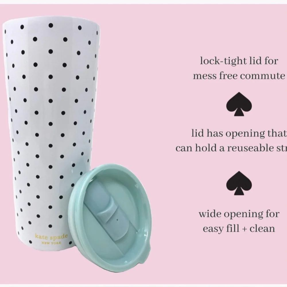 Kate Spade Black and White Polka‎ Dot Tumbler letter N